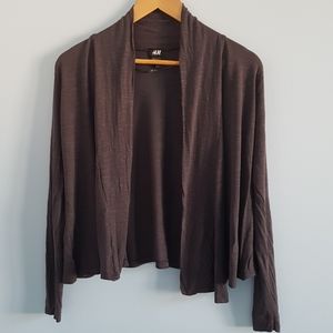 H&M dark grey open front waterfall cardigan size XS